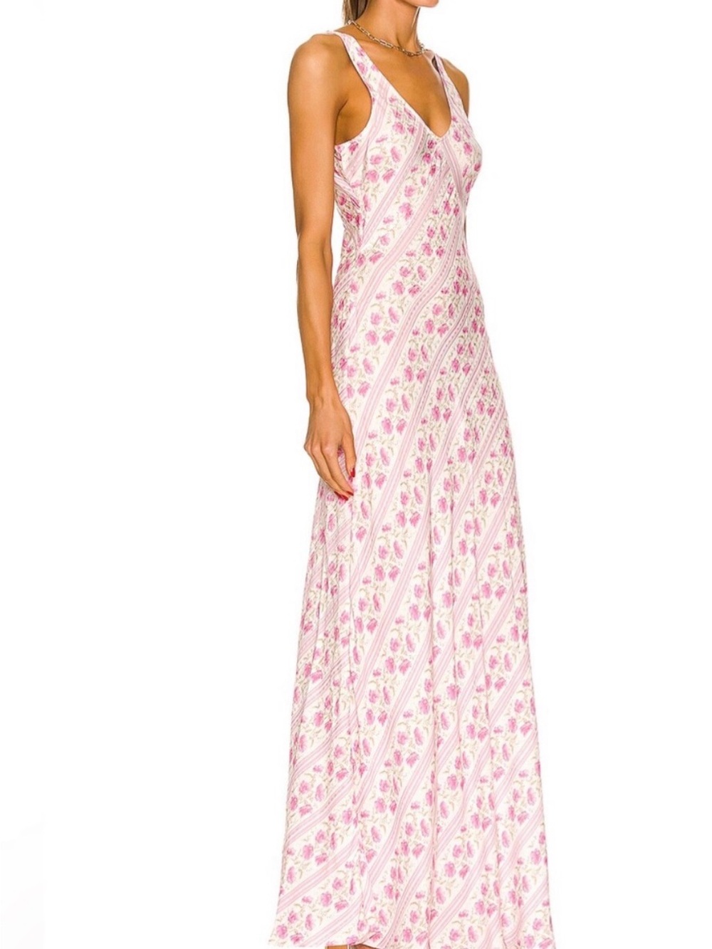 LoveShackFancy Iliana pink maxi slip dress